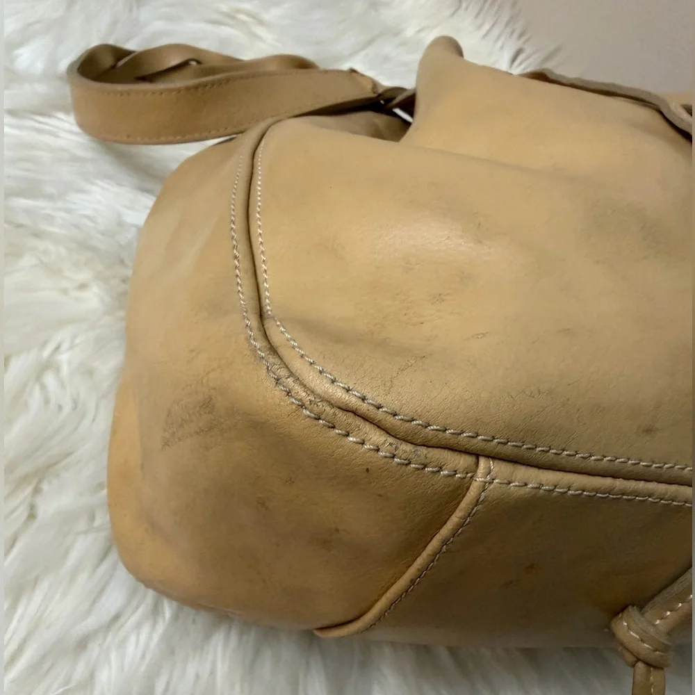 Arcadia Beige Genuine Leather Hobo Bag. Made in Italy